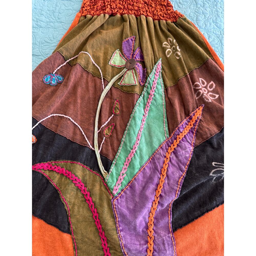 Rising International Strappy Dress Small Boho Applique - Picture 2 of 7